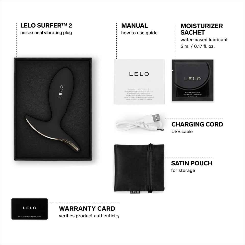 LELO Surfer 2 Unisex Anal Vibrating Plug Black